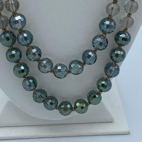 Vintage Inspired Sparkly Multi Faceted Glass Beads Double Strand Necklace - Picture 6 of 10